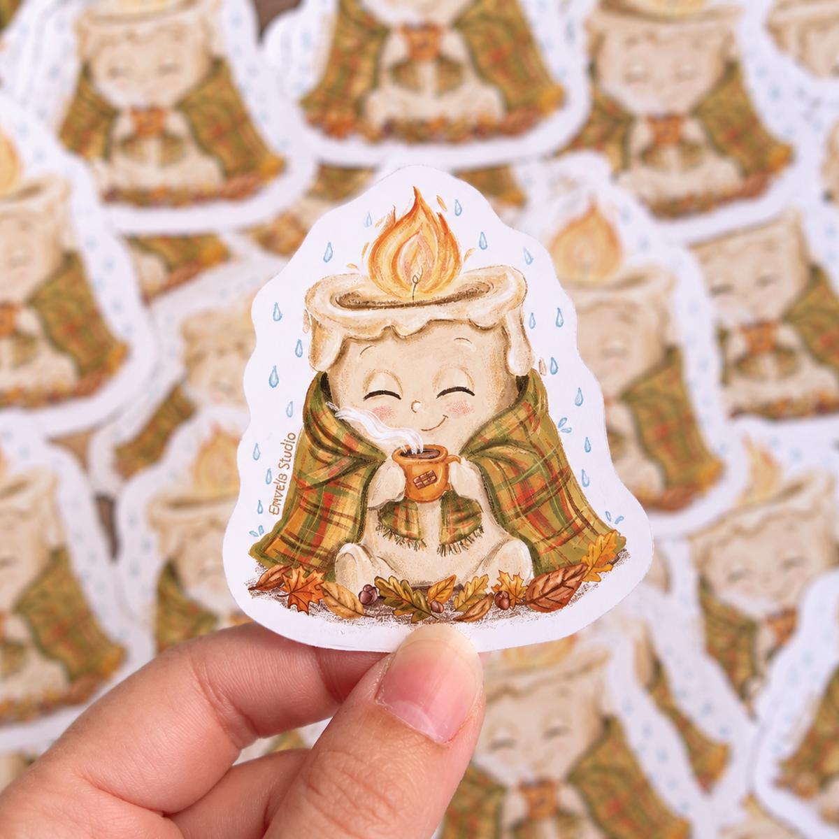 Envelín bajo la lluvia · Sticker de Enveland